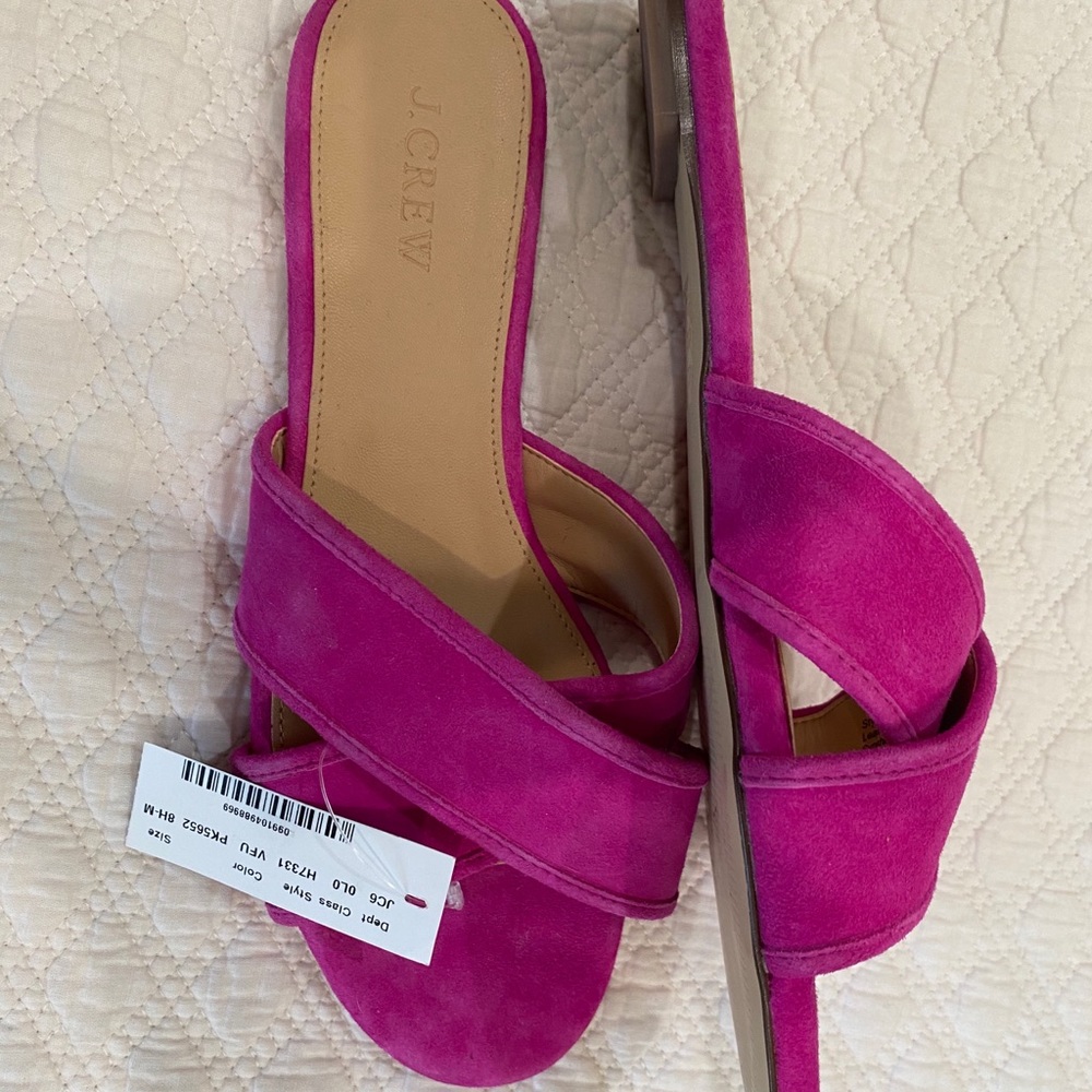 Hot pink suede J crew flats